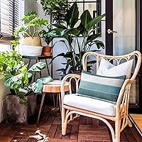 Vista 40 de AmHoo - Juego de 2 fundas de almohada decorativas para casa de campo, a rayas y a cuadros, juego de fundas de almohada de algodón y lino para sofá