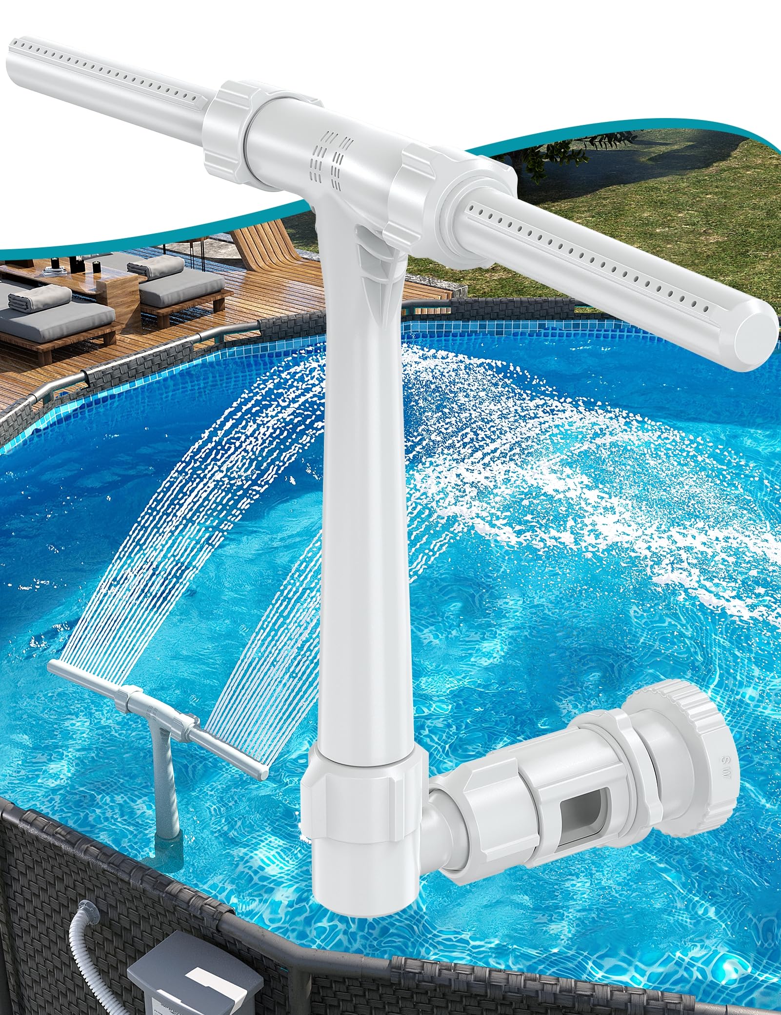 Pool Fountain - Dual Spray Water Fountains for Sunmmerwave Pool, 2-in-1 Adjustable Waterfall Pool Sprinkler Fountain for Cooling Relaxation, Swimming Pool SPA Accessories