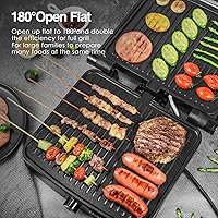 Vista 6 de OSTBA Panini Press Grill with Adjustable Temperature, 4-Slice Indoor Grill, 180° Open Sandwich Maker with Drip Tray, Non-Stick Plates, Stainless