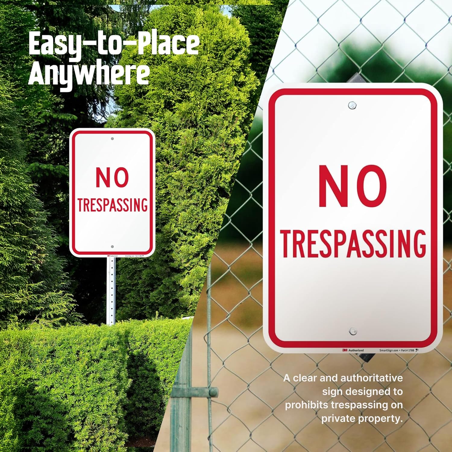SmartSign "No Trespassing" Sign | 12" x 18" 3M Engineer Grade Reflective Aluminum