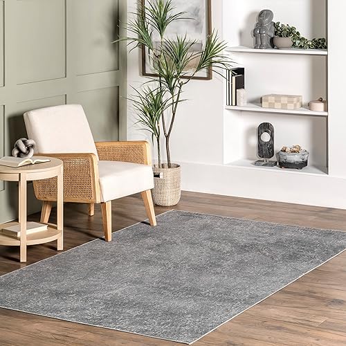 nuLOOM Alfombra Elspeth Casual Faded lavable a máquina, 7 x 9, gris