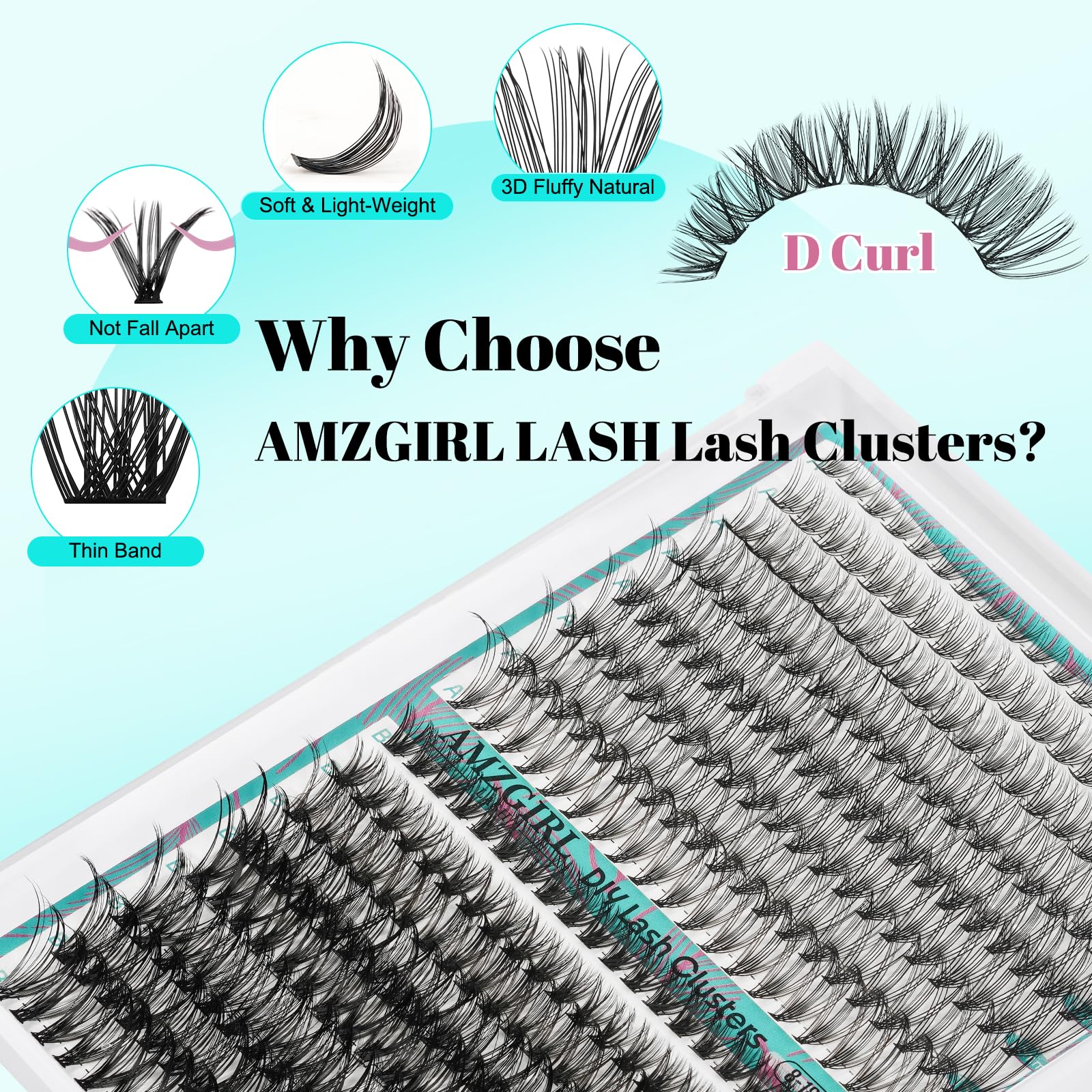 Natura Kit Ciglia Extension Ciuffetti Ciglia Finte Kit 320 pezzi 20D40D D Curl Ciglia Finte Lash Clusters Lash Bond e Seal,Glue Remover Pinzette Lash Applicator Tool（D-mix8-18mm Kit）