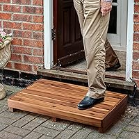 Vista 1 de TINAMO Taburete de Un Paso de 3.5" para Ancianos, Taburete Elevado de Madera de Acacia para Cama - 550 Lbs Taburete de Movilidad de Madera