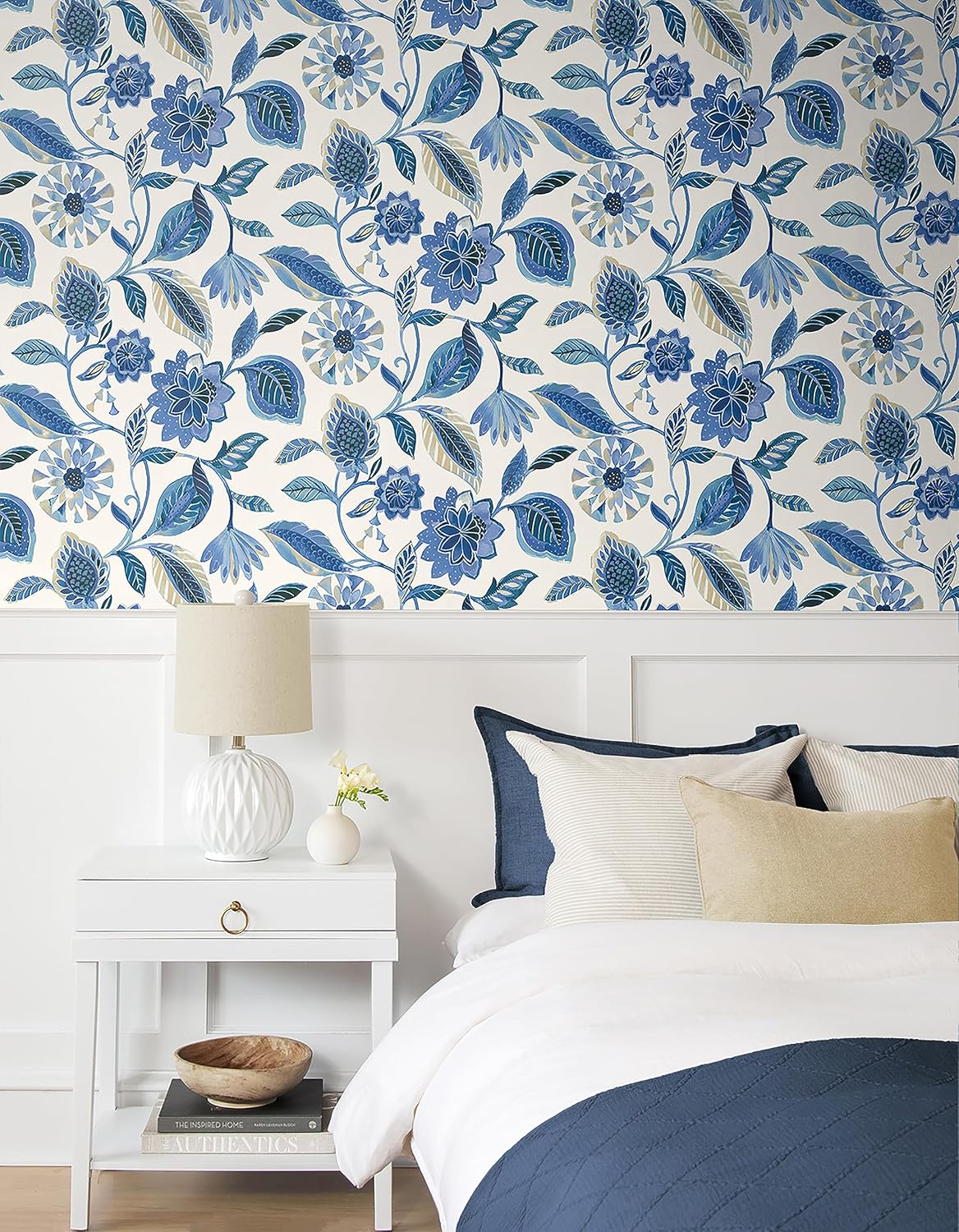 Surface Style Light of Day Floral Peel and Stick Wallpaper (Blue Larkspur)