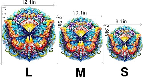 Miniatura 4 de Rompecabezas de madera con forma de mariposa, 90 piezas de 8.1 x 7.9 pulgadas, respetuoso del medio ambiente, con forma de animal, mandarina,