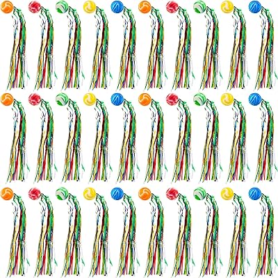 Hungdao 20 Pcs Comet Balls Bouncy Balls Party Favors for Kids Summer Goodie Bag Stuffers Bulk Toddler Large Rubber Bouncy Balls with Colorful Streamers Rainbow Party Favors