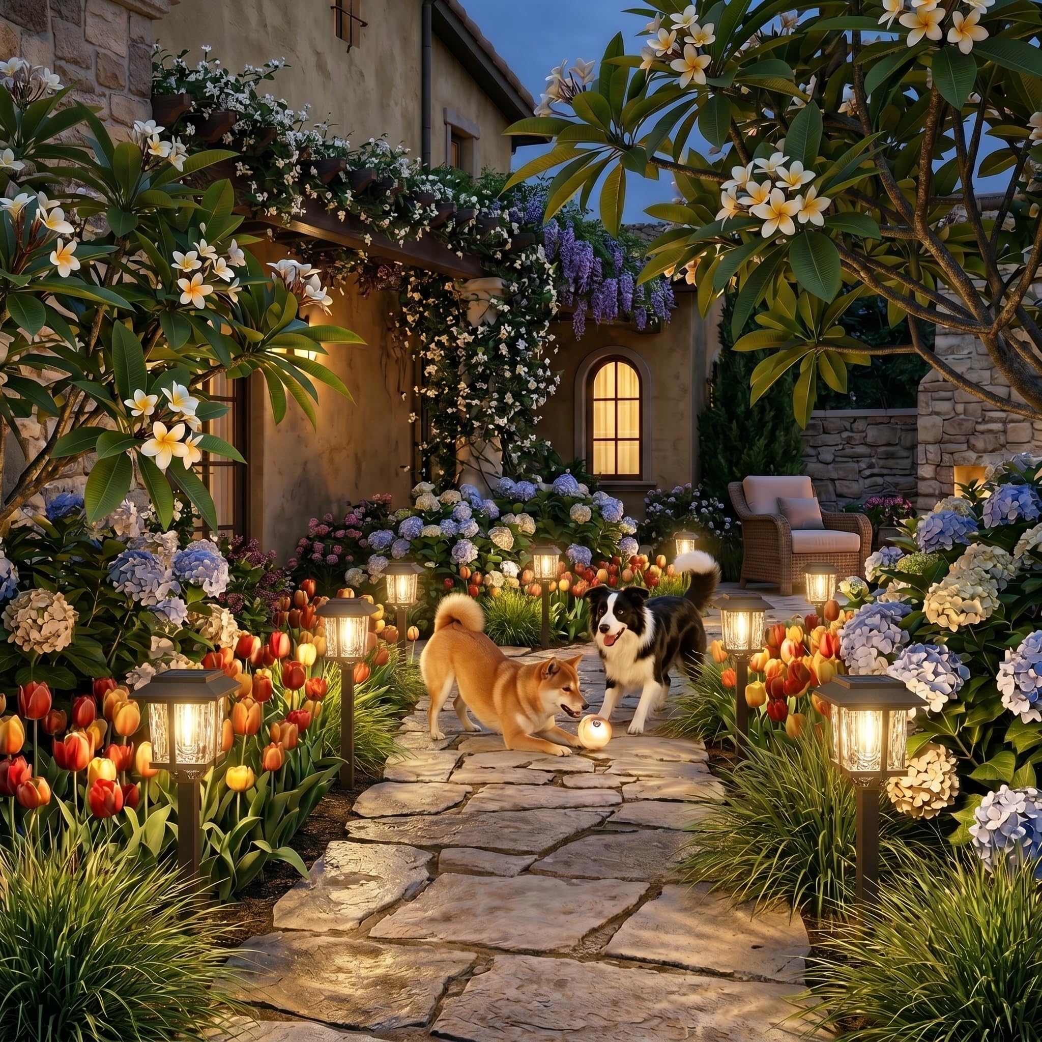 XMCOSY+ Solarleuchten für den Außenbereich, wasserdicht, 2 Farben, Bronze und Holz, 15 lm, LED, automatisches Ein-/Ausschalten, Glas, Outdoor-Solarleuchten für Garten, Weg, Gehweg, Auffahrt, 6 Stück