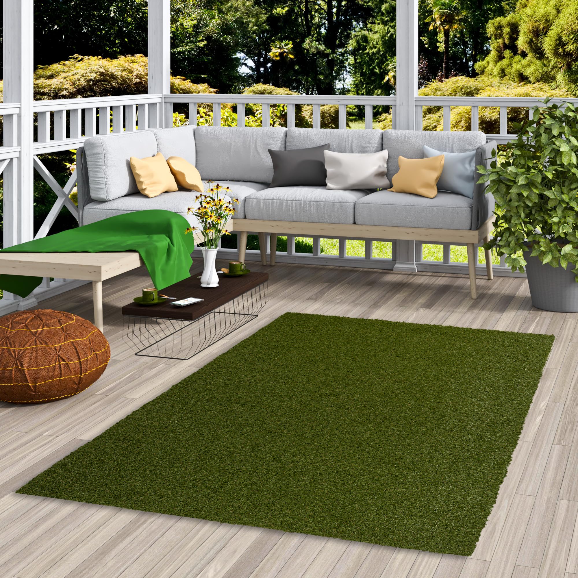 Snapstyle Gazon Artificiel I Tapis de Gazon avec Boutons I Résistant aux intempéries I Balcon I Terrasse I Tapis d'extérieur
