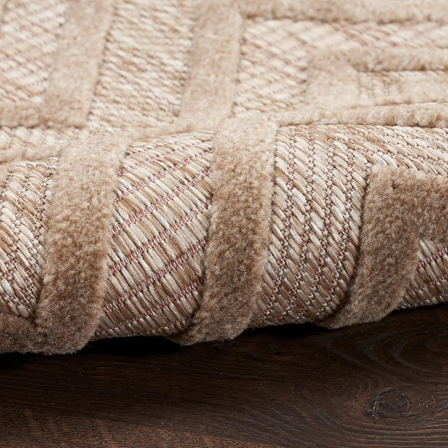 Natural Beige Diamond Flatweave 8' x 10' Indoor Outdoor Rug