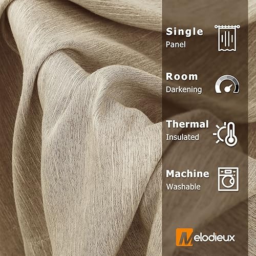 Miniatura 2 de Melodieux - Cortina con ojales térmicos, con textura de algodón, 1 panel