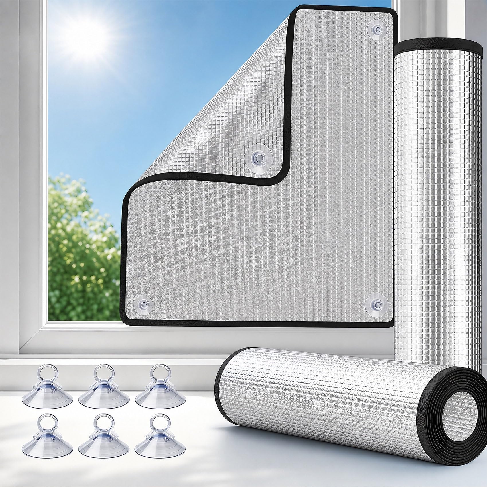Aluminium Foil Thermal Window Film, Heat Reflective Blackout Privacy Guard