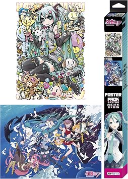 ABYSTYLE Hatsune Miku Unframed Boxed Poster 15" x 20" Includes 2 Mini Posters Anime Manga Wall Art Prints for Bedroom Office Room Home Decor