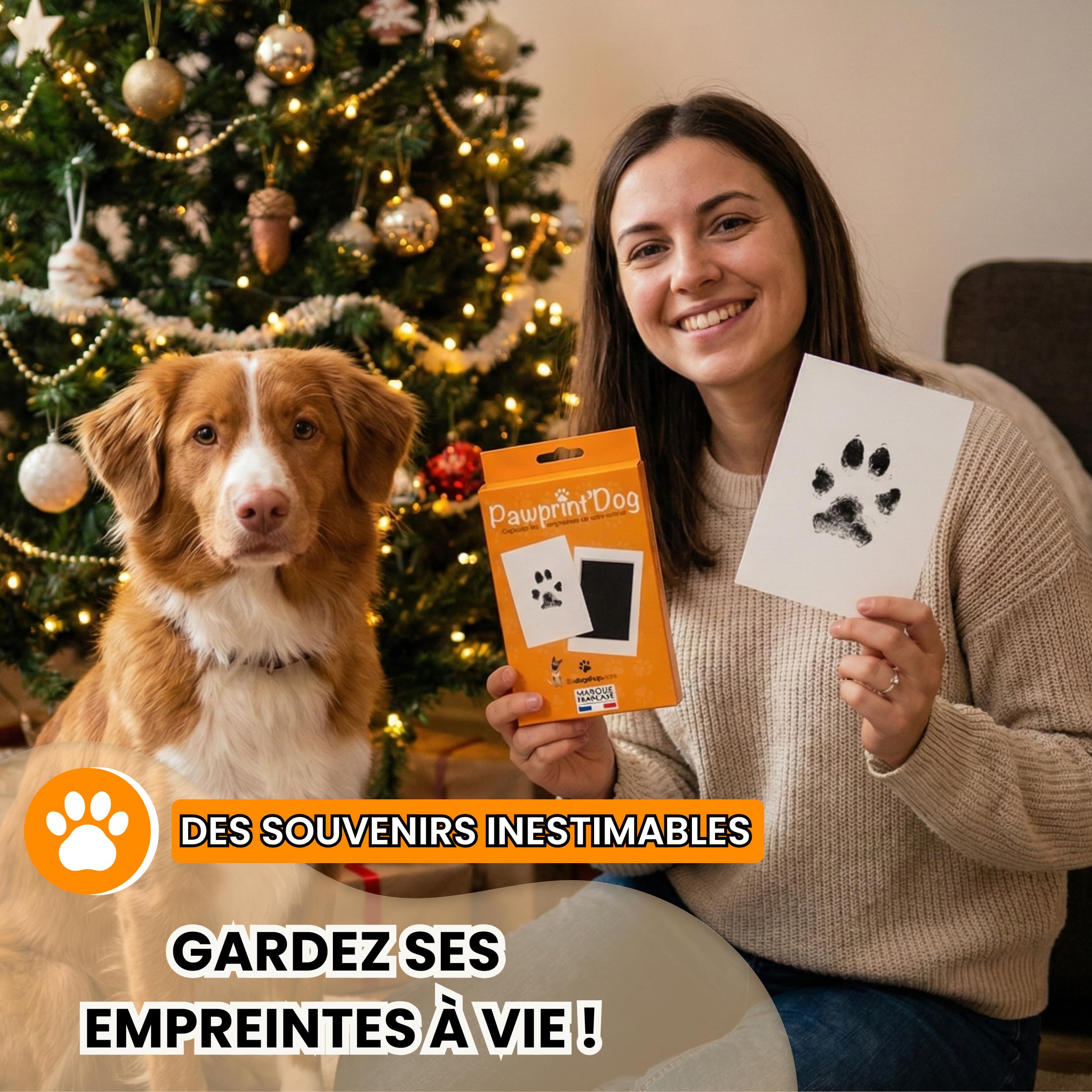 Kit Empreinte Chien Tampon Encreur Patte Chien Chat Souvenir Tatouage Cadre Grande Taille 12,5x8cm
