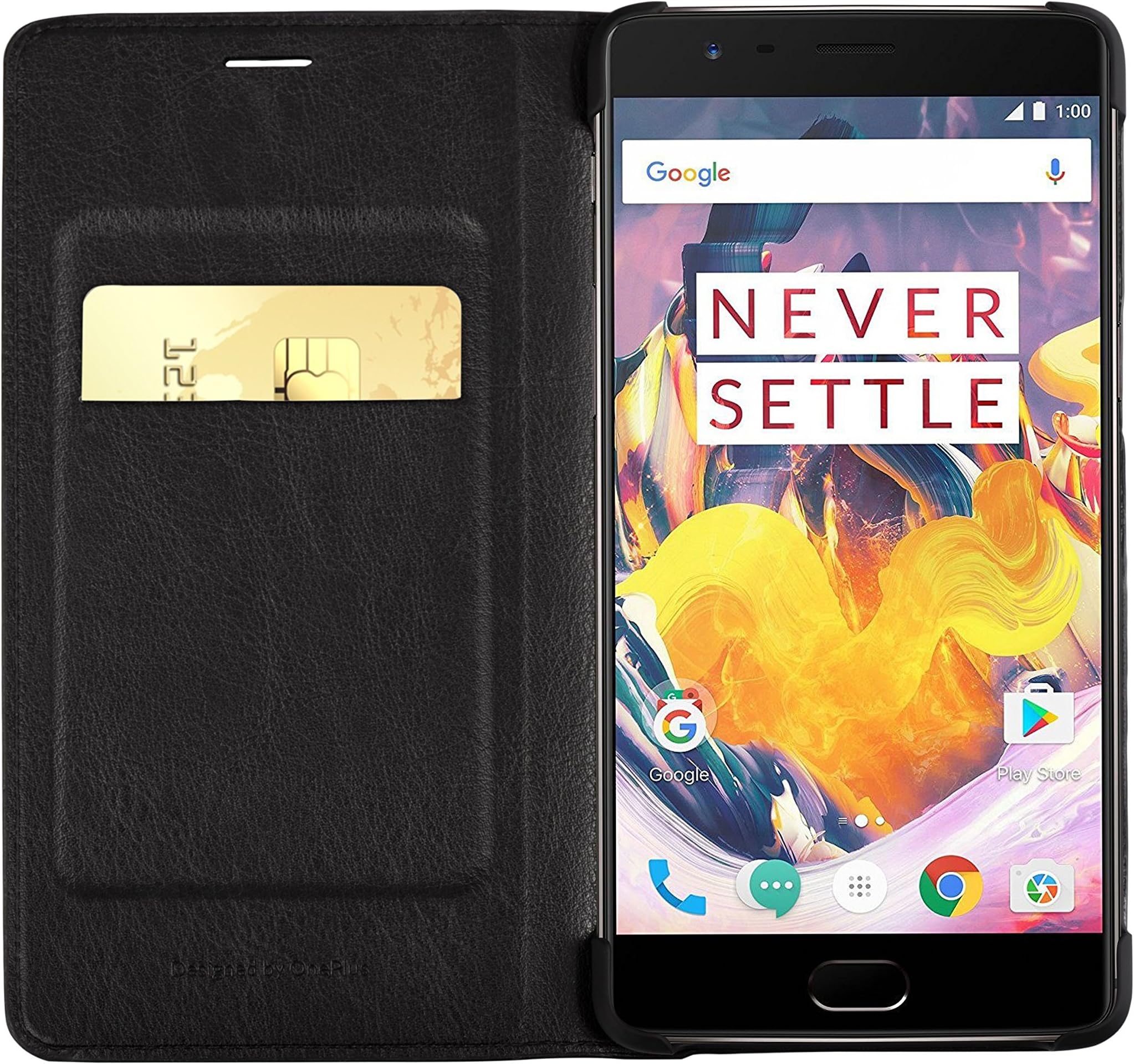 OnePlus 3T / OnePlus 3 Case Cover, QADOU Slim PU Leather Smart Case for OnePlus 3 3T with Card Slots (Black)