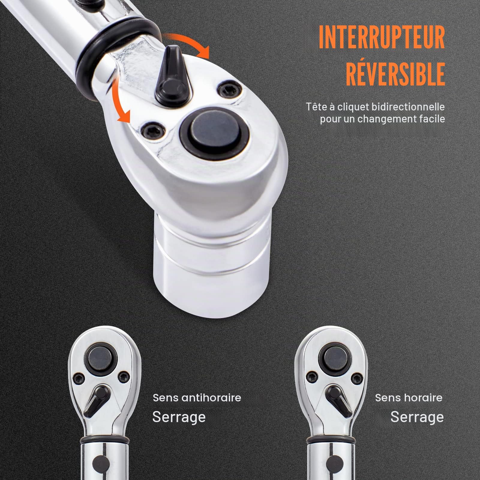 VEVOR 1/4" Clé Dynamométrique Mécanique Clé de Torsion 2,3-23 N.m Précision ±3% Clé à Cliquet Réglable 72 Dents Contre Surcouple avec Adaptateurs et Rallonge de 127 mm Kit d’Entretien pour Auto Moto