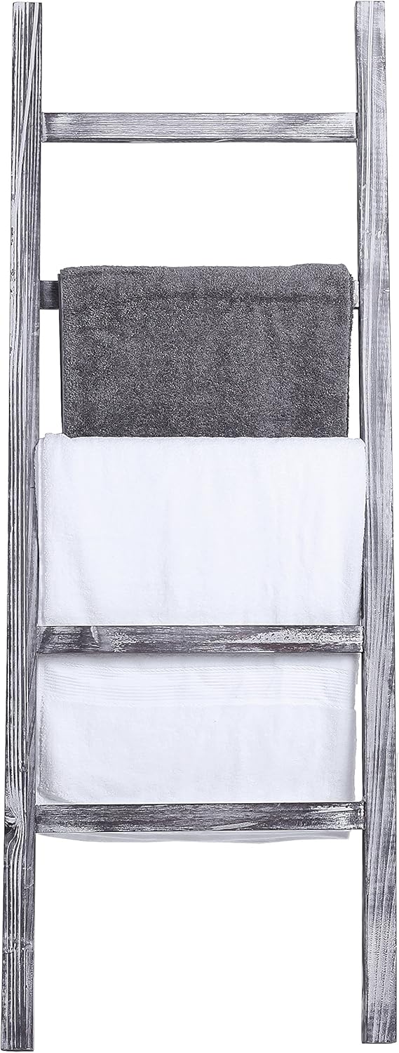 MyGift 4.5-Foot Weathered Wood Decorative Blanket Storage Ladder : Home & Kitchen