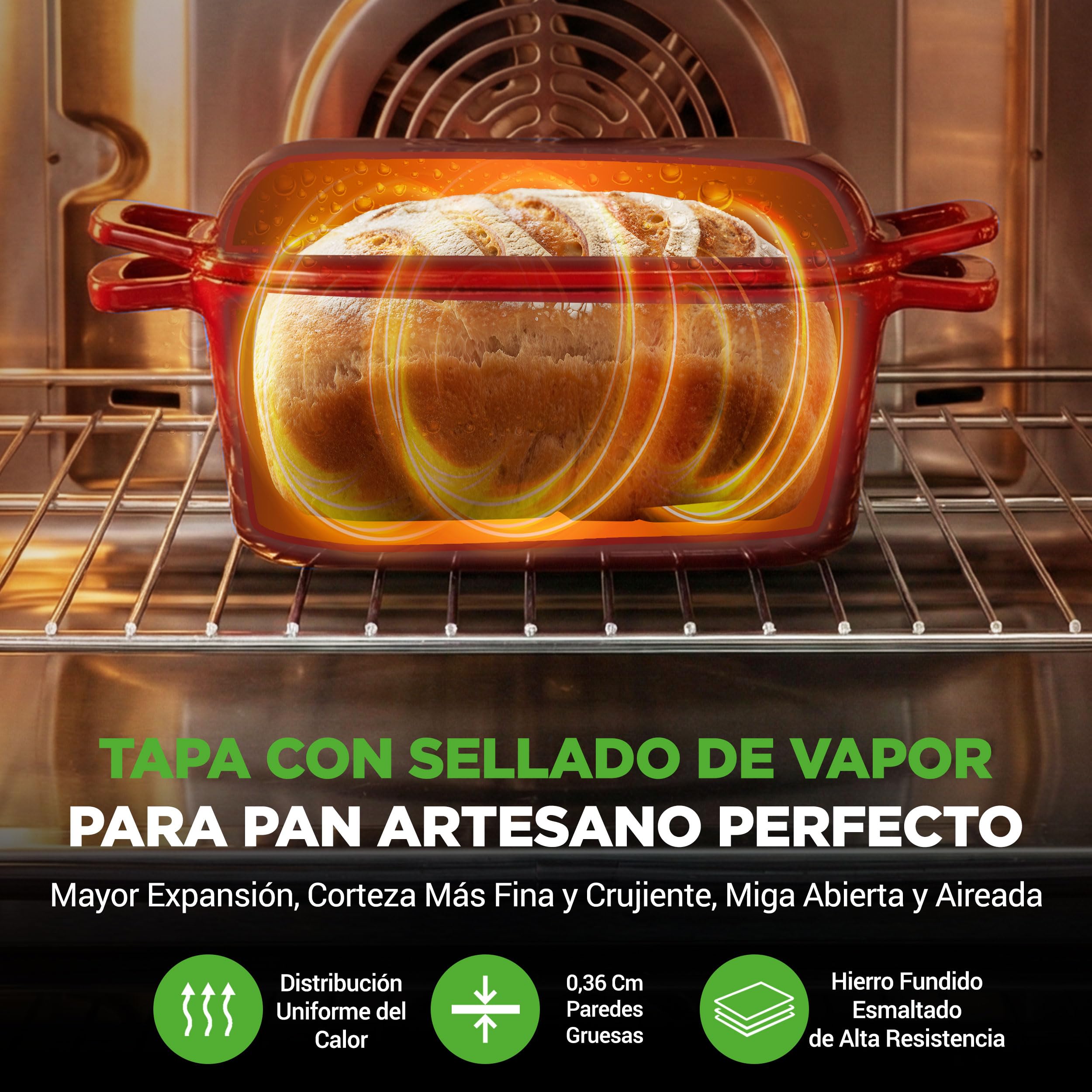 NutriChef Horno Holandés Ovalado para Masa Madre, Molde para Pan Artesanal con Tapa, Hierro Fundido Esmaltado, Con Guantes de Silicona 29.5cm