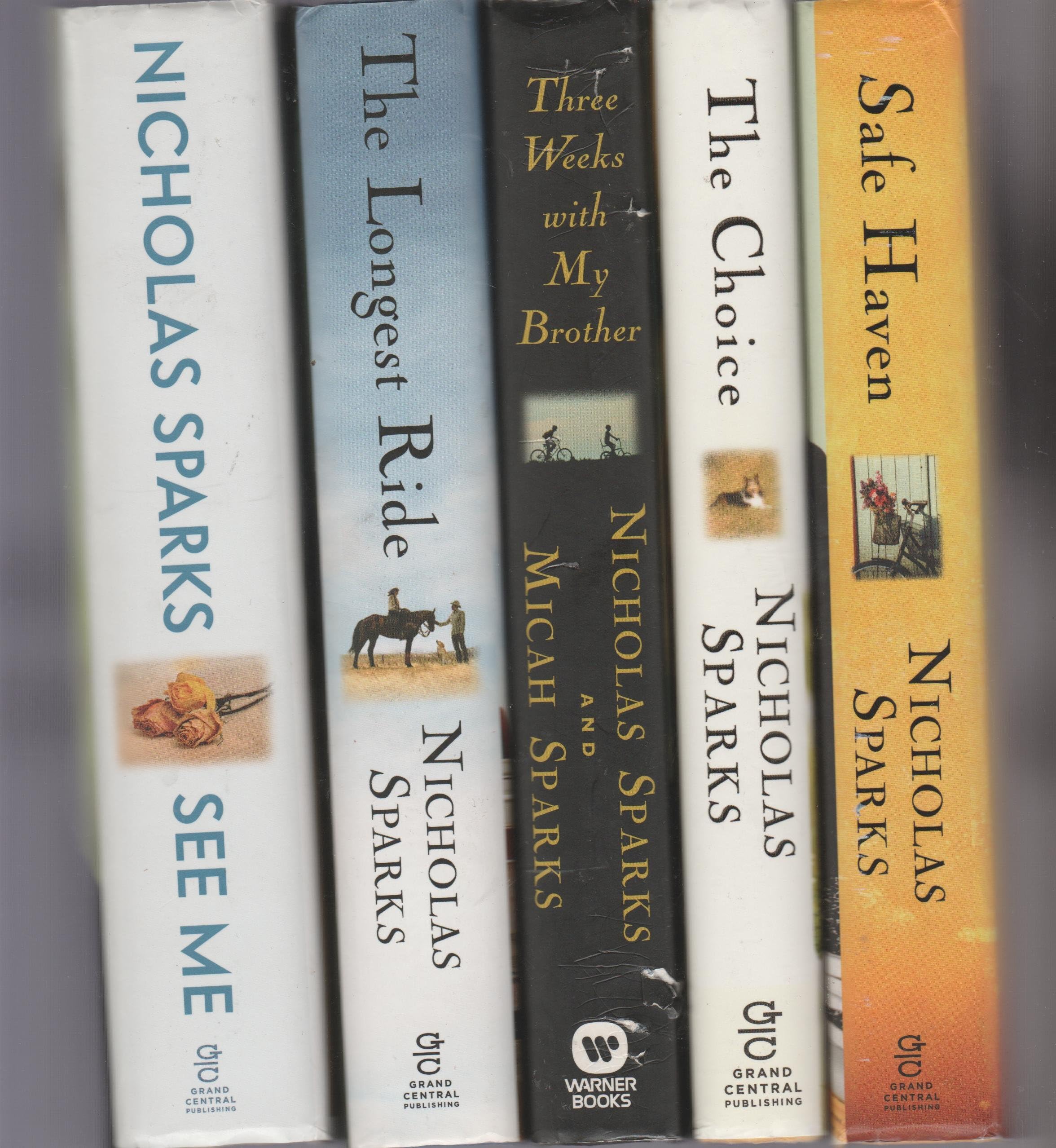 Nicholas Sparks - Set Of 5 Books - See Me - The Longest Ride - The Weeks With My Brother - Safe Haven - The Choice.