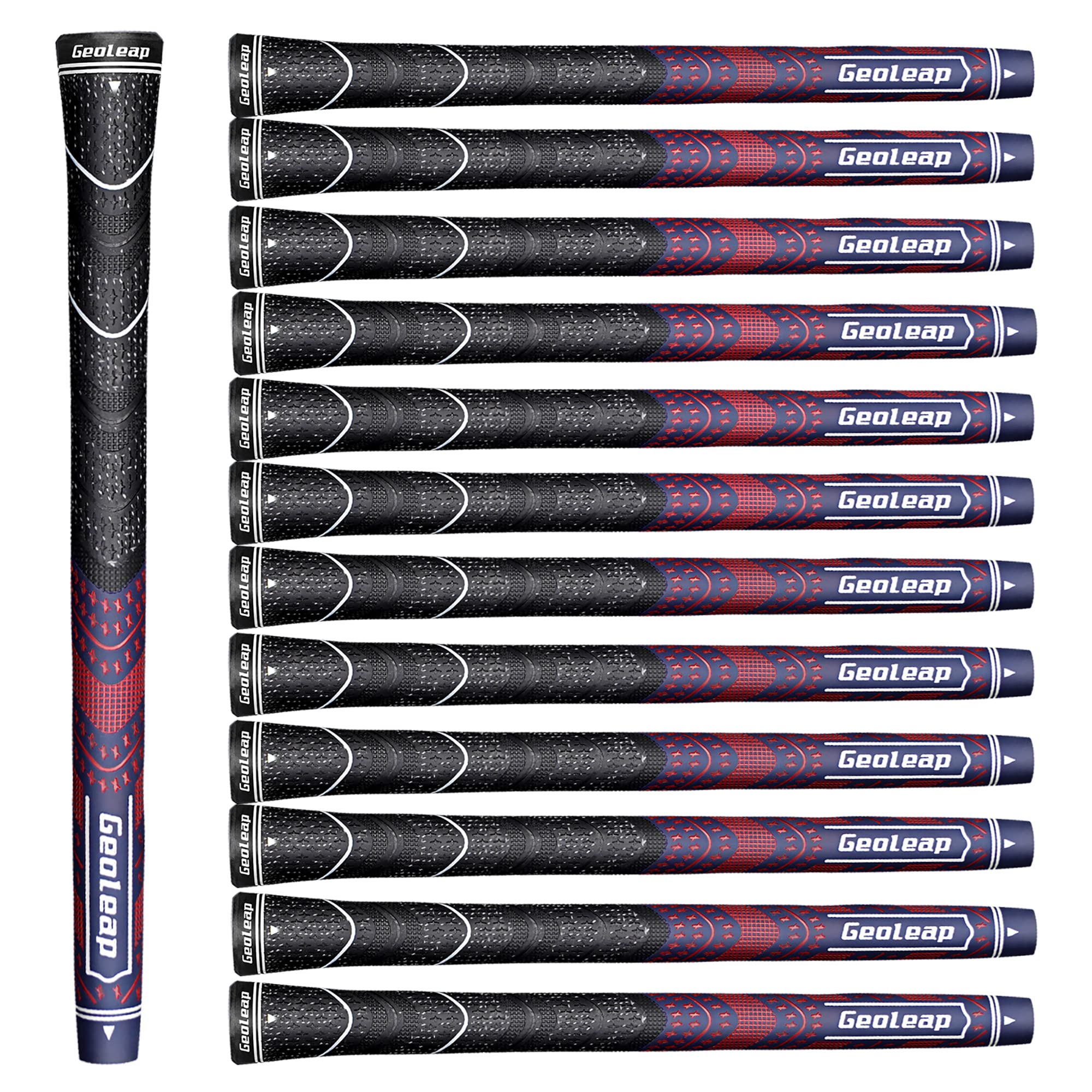 Geoleap ACE-C Golf Grips Set of 13- Cord Rubber, Hybrid Golf Club Grips, Standard/Mdisize, 8 Colors Optional. (Navy Blue Red, midsize)