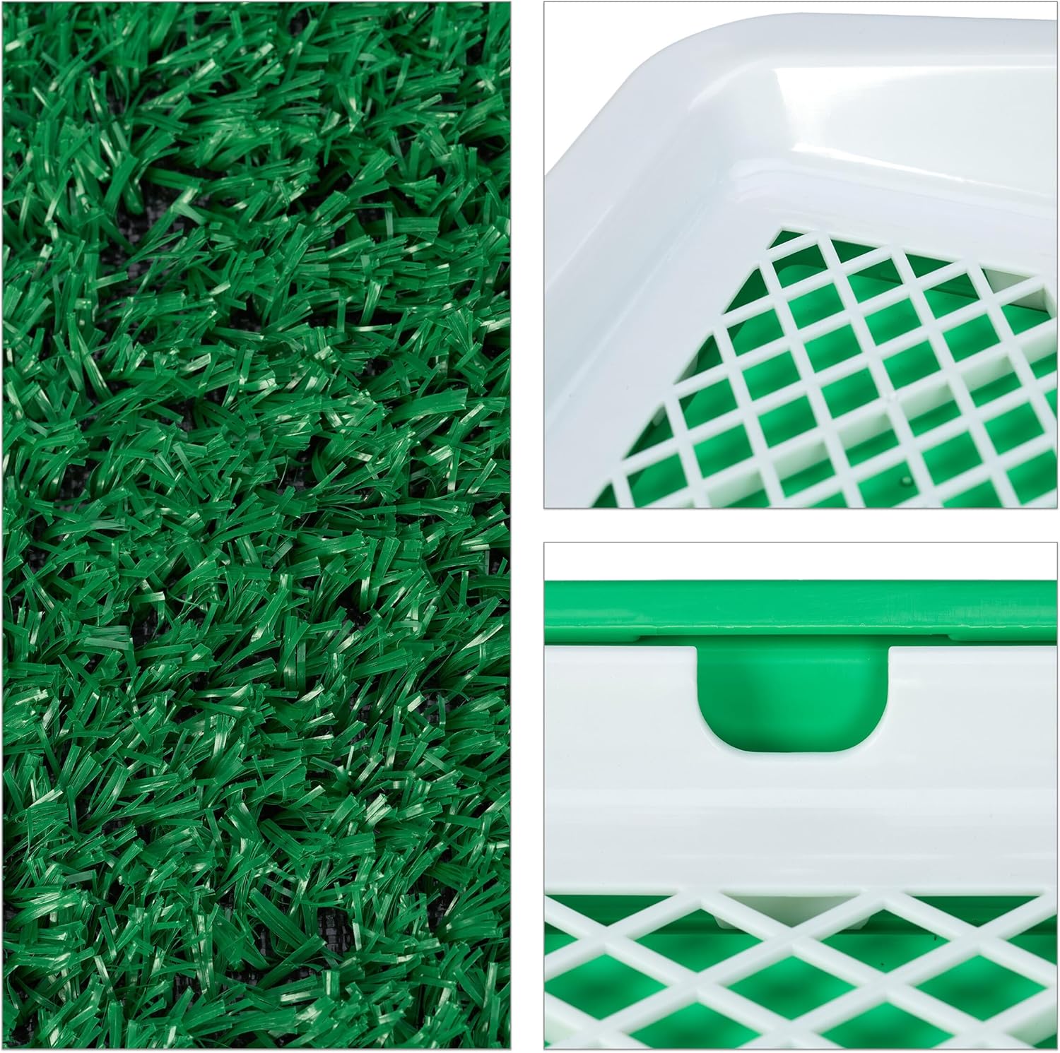 Relaxdays Puppy Litter Tray, Dog, Toilet, Indoor & Outdoor, 4X Grass Mats, HxWxD: 5.5 x 45.5 x 33, Plastic, White/Green, 5.5 x 45.5 x 33 cm
