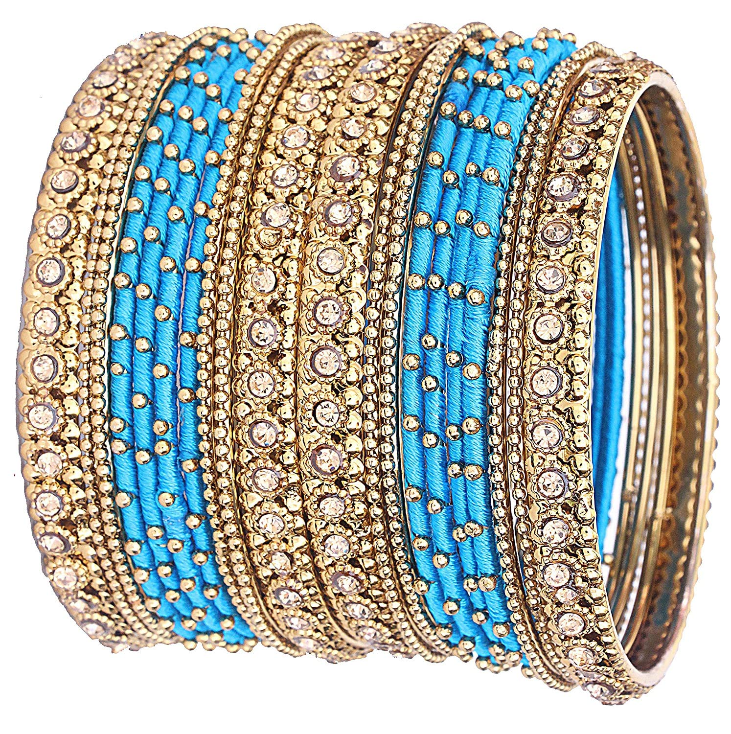 Generic Oneness Metal Bangles/Kada Set with Beautiful Golden Stone (Karwa Chauth Special) for Women & Girls - (Set of 20 Bangles)_Blue_2.10 (B08JQMBVHV) Amazon Price History, Amazon Price Tracker