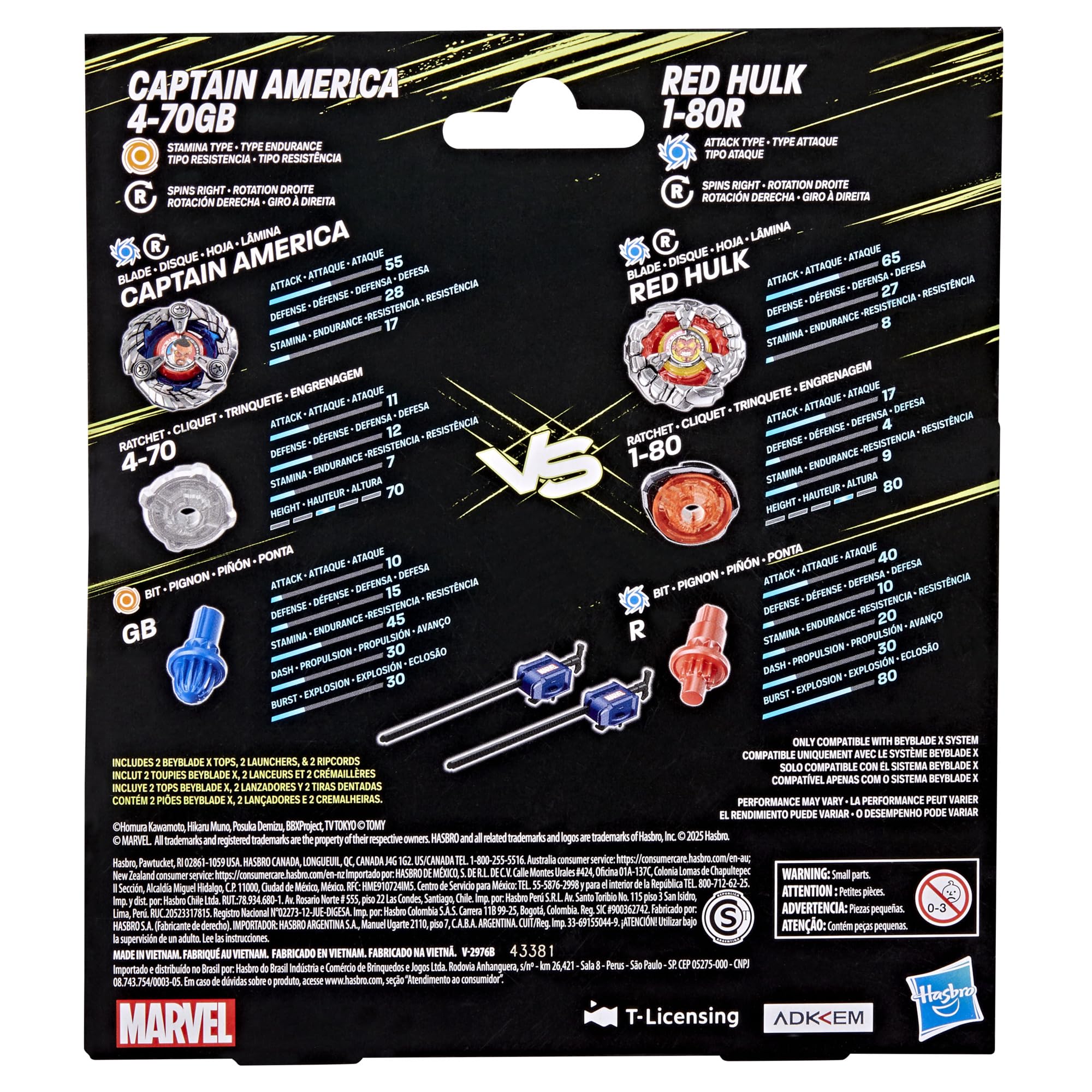 Beyblade X and Marvel Collab, Captain America 4-70GB vs. Red