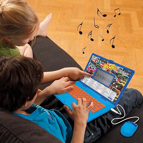 Miniatura 5 de Lexibook Hot Wheels, portátil educativo y bilingüe en inglésespañol, juguete para niños con 124 actividades para aprender, jugar juegos y música,