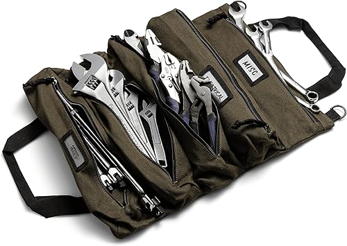 Bolsa enrollable de herramientas oficial Voyager  Bolsa enrollable de 5 bolsillos fácil de transportar  Lona duradera de 20 onzas, cremalleras YKK