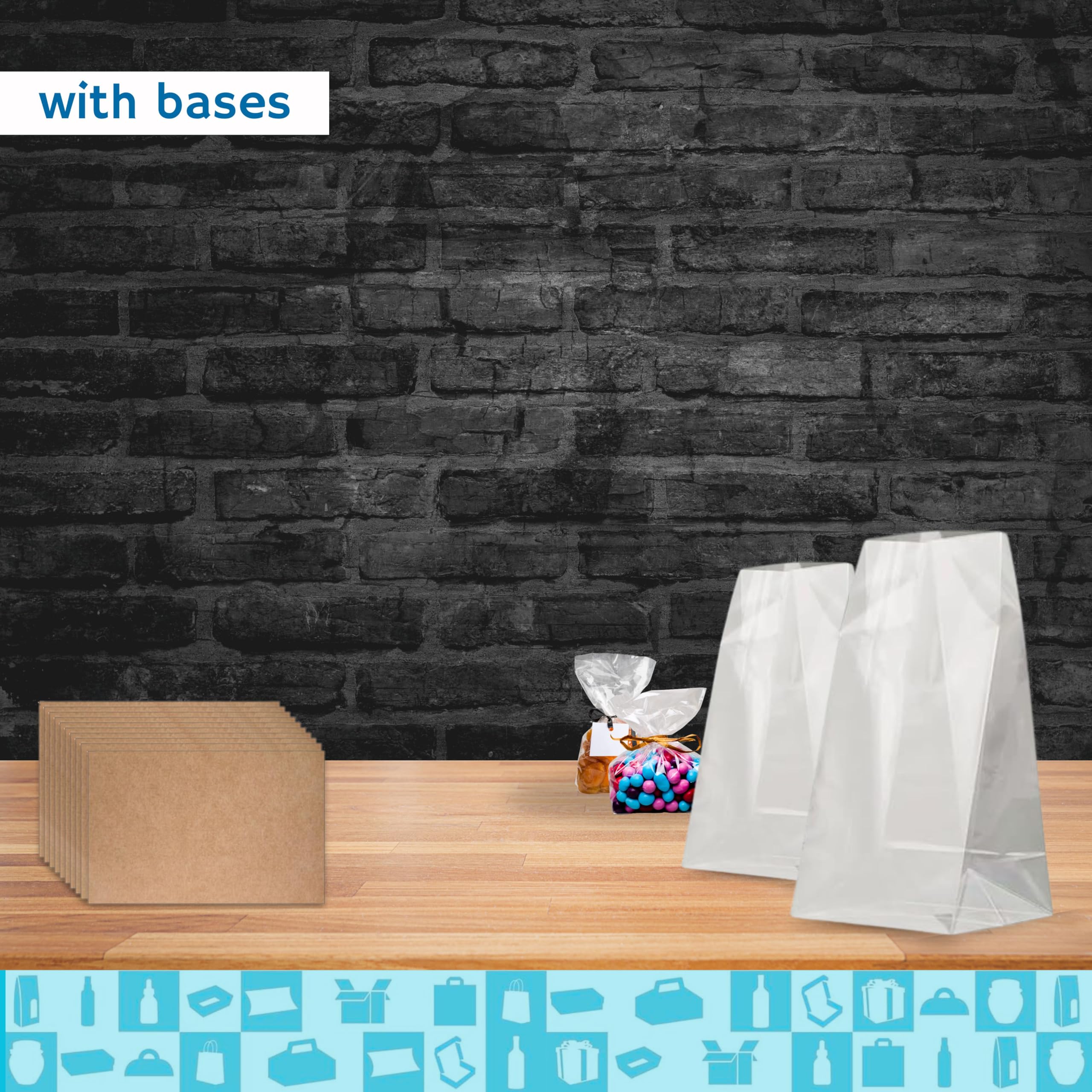 Paquete de 50 bolsas de celofán transparente con base de cartón 1500 g (11 x 32 cm) - Dulces, galletas, chocolate, frutas secas y regalos artesanales - perfectas para cumpleaños, boda, Navidad