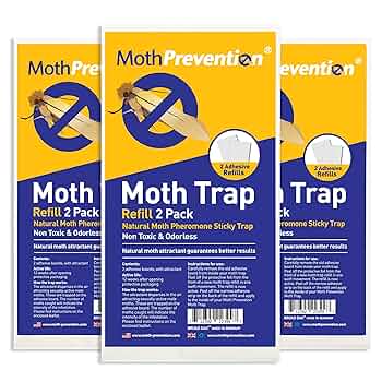 With Pheromones Prime Moth Traps Refill Pads 2 Pack - Pheromone Sticky Sheets Pantry Moth Traps