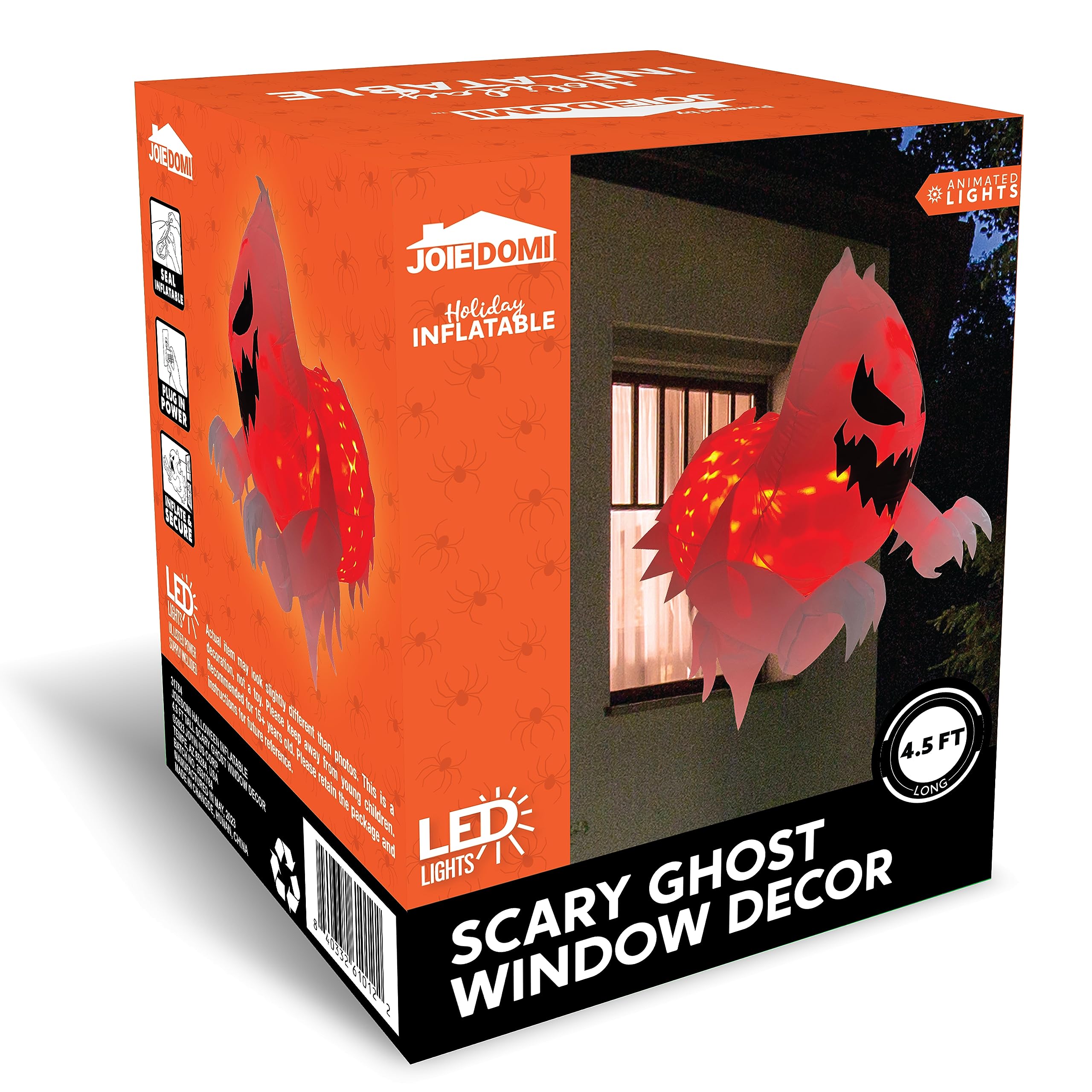 Joiedomi Decorazione gonfiabile per esterni con fantasma di Halloween, altezza 1,5 m, con LED rotante, decorazione spaventosa per Halloween, decorazione per finestre