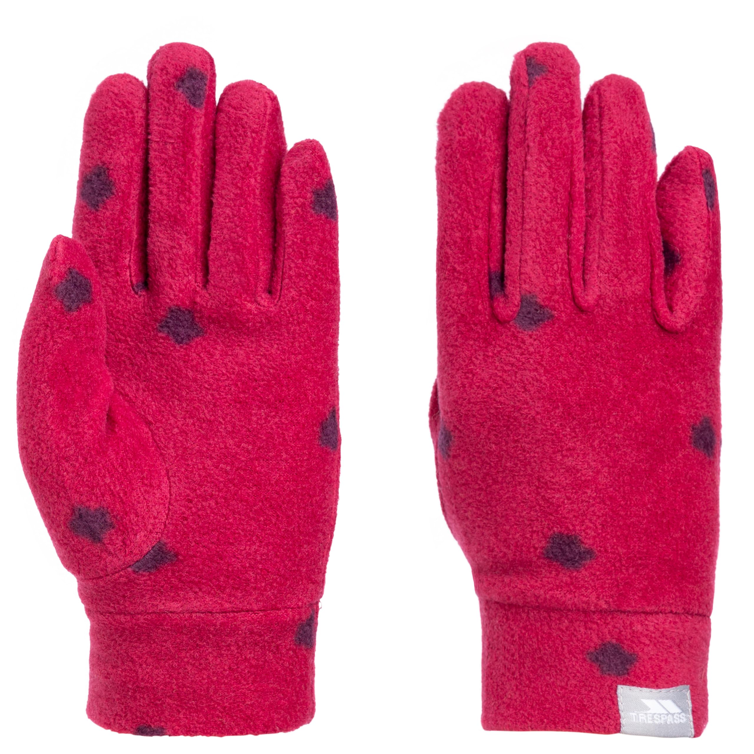 Trespass Boys Berry (Red) Kids Fleece Gloves With Fitted Cuff And Anti Pil Fleece Zumee