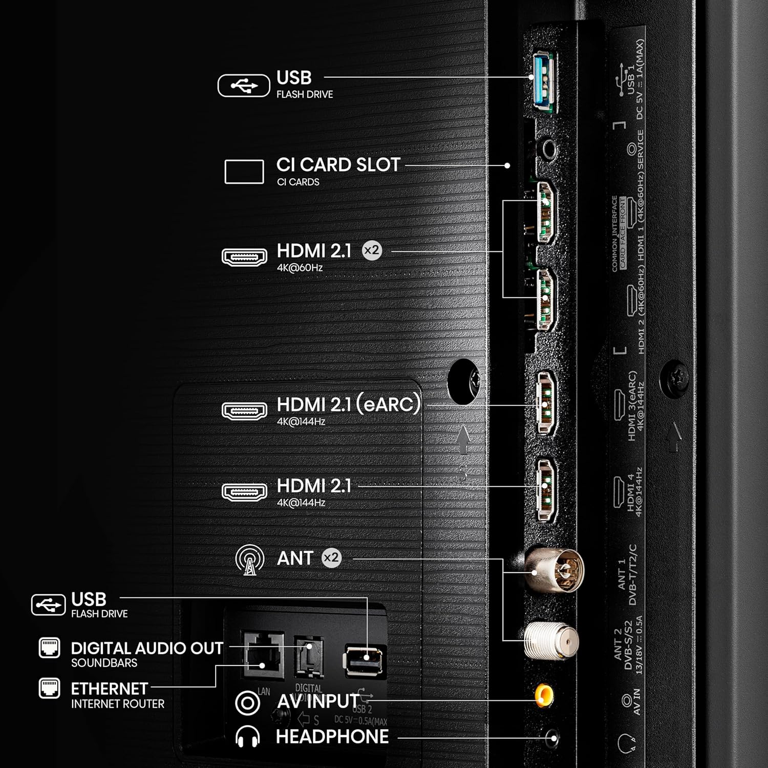 Hisense TV 65" QLED 4K 144Hz 65E77NQ PRO, Smart TV VIDAA U7, Dolby Vision IQ, HDR 10+ Adaptive, 144hz Game Mode PRO, Dolby Atmos 2.1, Alexa Built-in, Tuner DVB-T2/S2 HEVC 10, lativù 4K 2024 E77NQ PRO 65 Pollici - Immagine 4