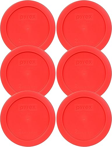 Pyrex 7200-PC - Tapa de repuesto para almacenamiento de alimentos de 2 tazas (paquete de 6), fabricada en Estados Unidos