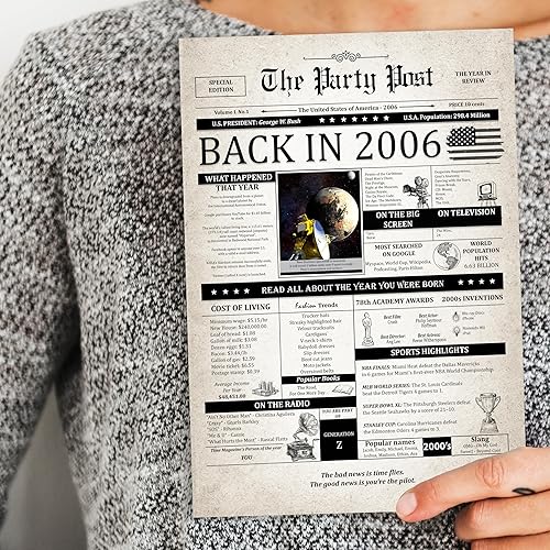 Miniatura 6 de Tarjeta de cumpleaños número 19, tarjeta jumbo de feliz cumpleaños para hombres o mujeres nacidos en 2006, regalos grandes y divertidos para papás o