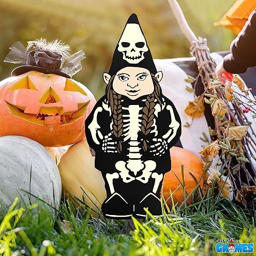 Decoración personalizada de gnomo de jardín de Halloween regalo de jardín con temática de esqueleto decoración de Halloween al aire libre con estaca
