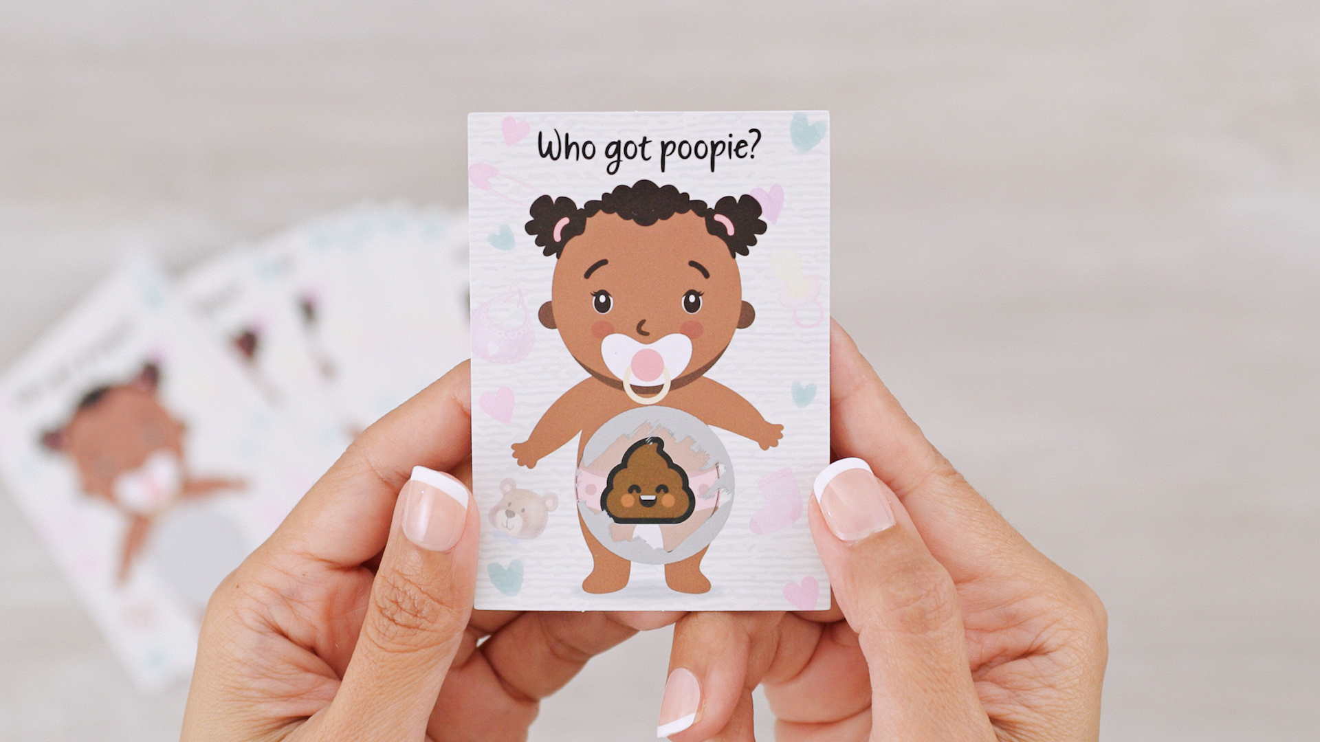 40-Pack Baby Shower Scratch Off Game Cards - Sweet Girl Poopie Diaper Lottery Ticket Game