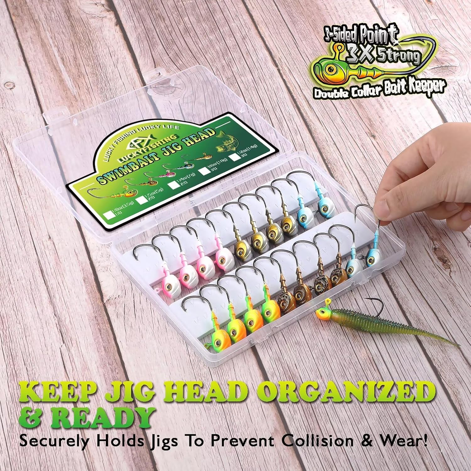 LUCKYFISHING Round Jig Heads 1/4oz(7g)-30Pcs & Swimbait Jig Heads 1/4oz(7g)-30Pcs Assorted Colors