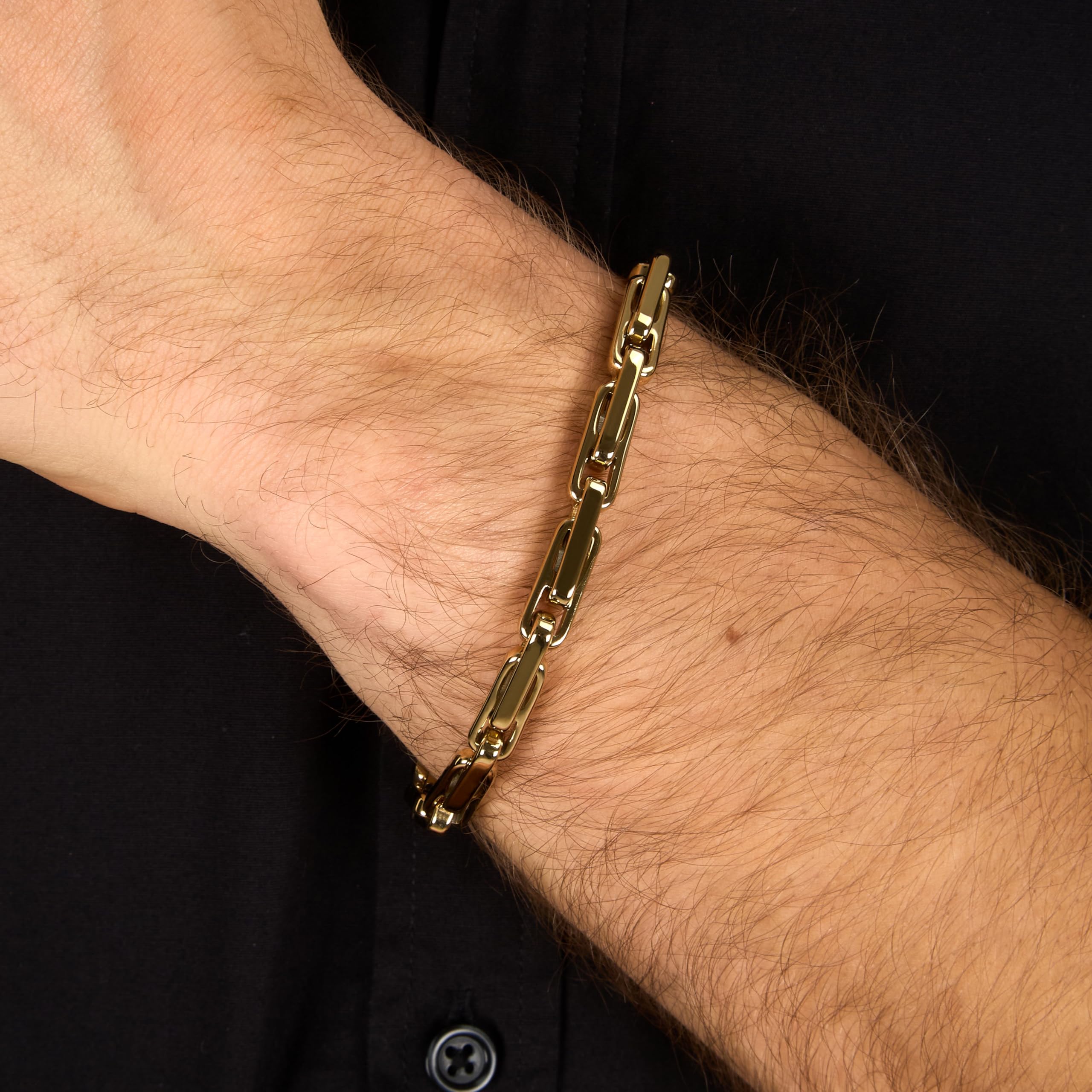 Trussardi Bracciale Uomo in Acciaio Dorato, Rigido, Collezione T-STEEL - TJAXV51
