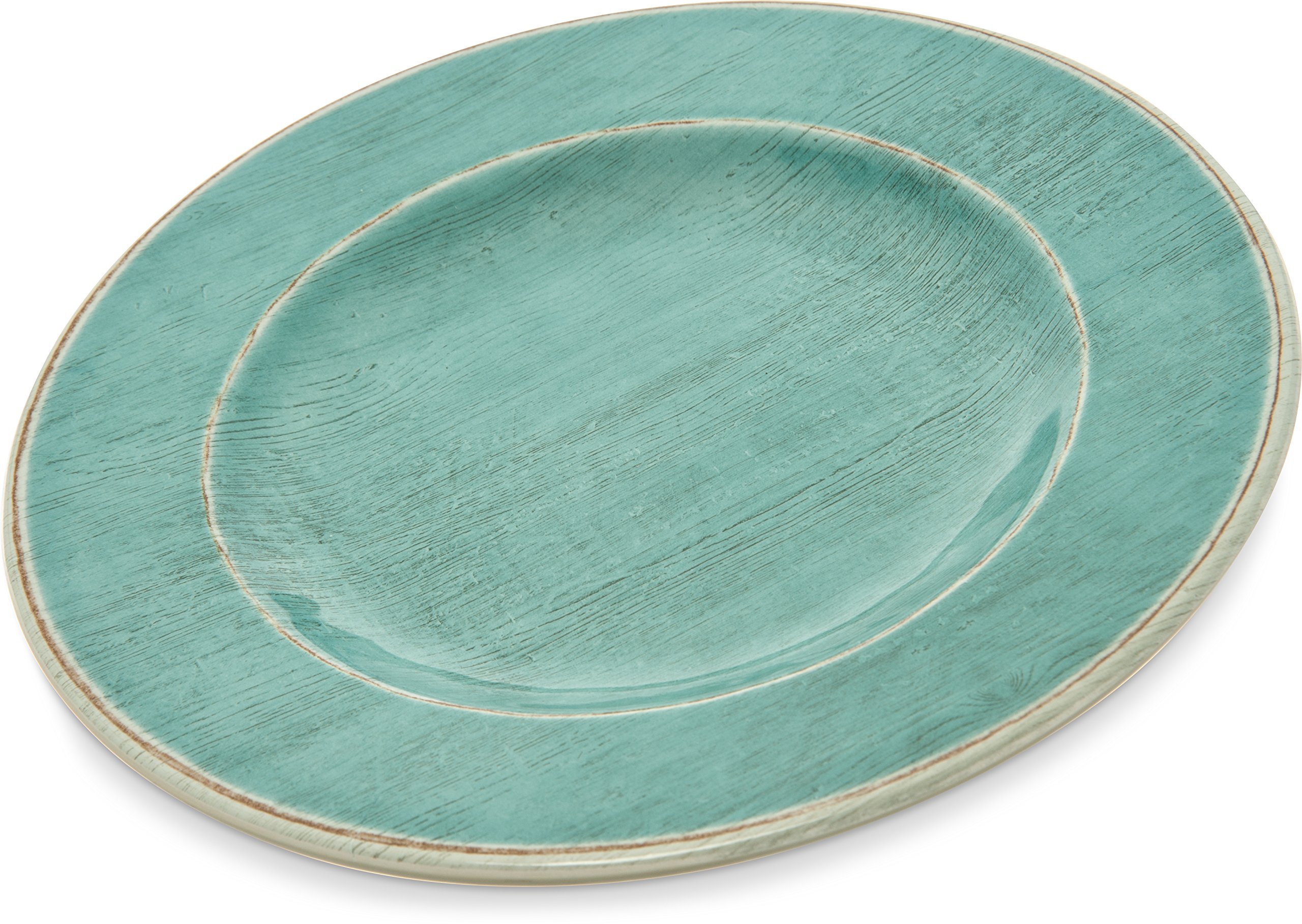 Carlisle FoodService Products Grove Reusable Plastic Plate Salad Plate with Rim for Home and Restaurant, Melamine, 9 Inches, Aqua, (Pack of 12)