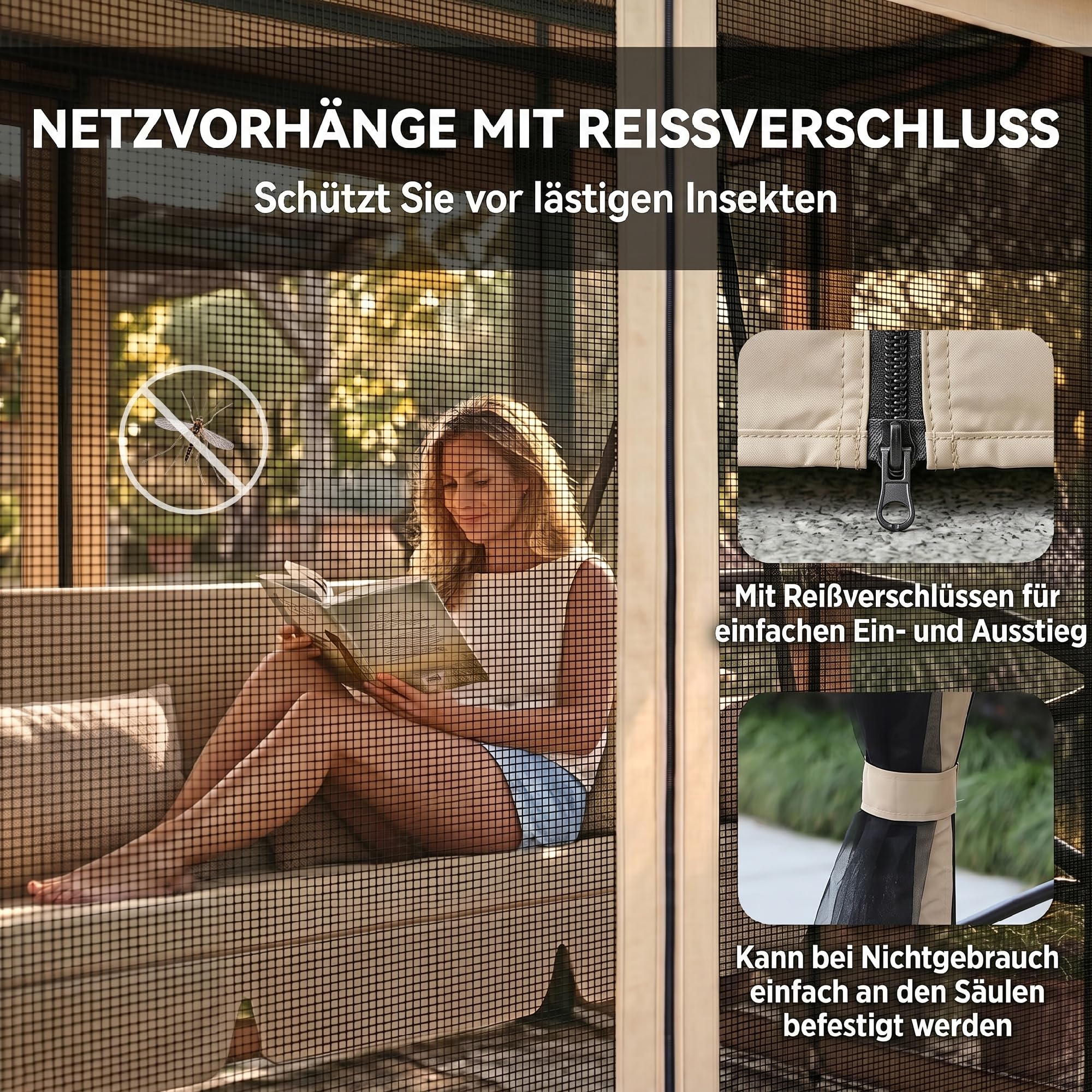 Outsunny Hollywoodschaukel Gartenschaukel Schaukel mit Seitenwänden 3-Sitzer Beige 256 x 172 x 248 cm
