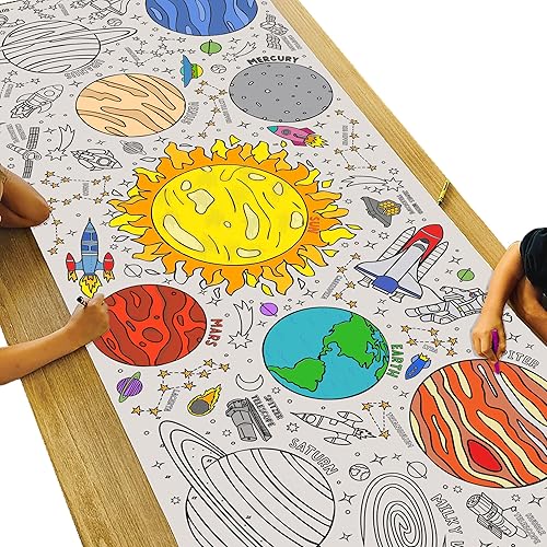 Tiny Expressions Póster gigante para colorear para niños, 30 x 72 pulgadas, pancarta de papel o cubierta de mesa para fiestas escolares o eventos,