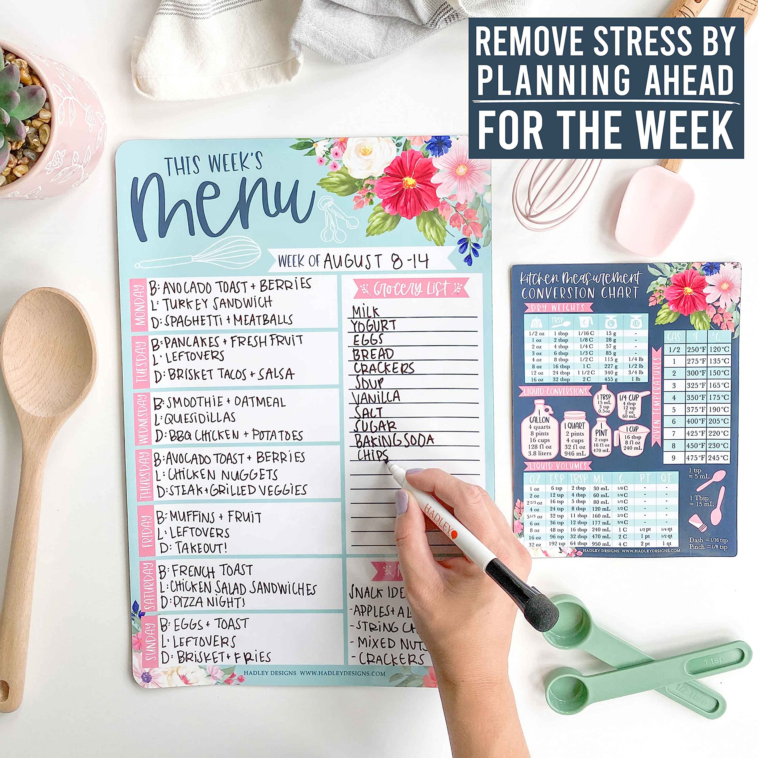 Weekly Meal Planner Dry Erase Board For Refrigerator Floral Magnetic weekly-meal-planner-dry-erase-board-for-refrigerator-floral-magnetic