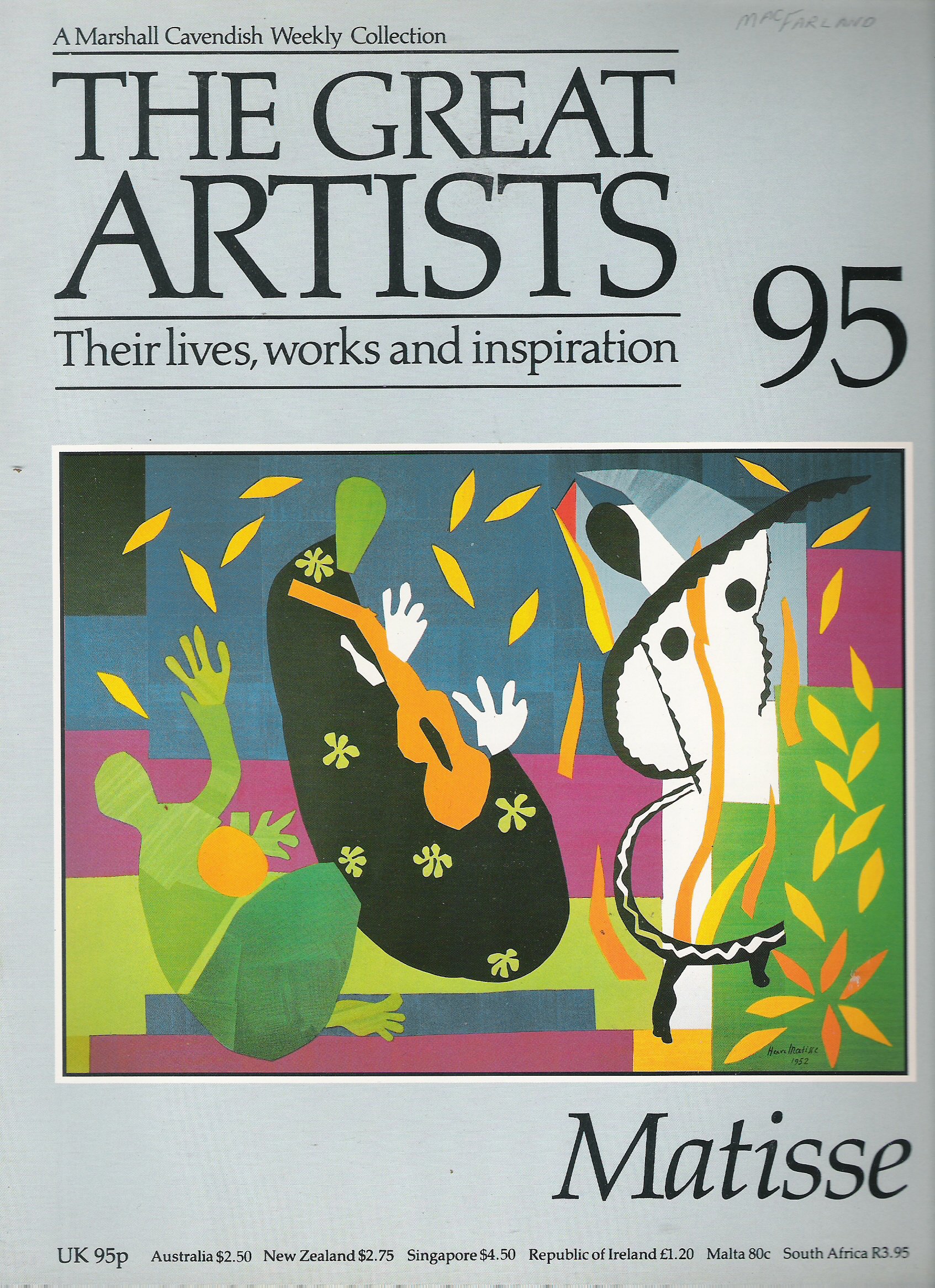 The Great Artists, their lives, works and inspiration 95 - Matisse [Paperback] Clive Gregory [Paperback] Clive Gregory