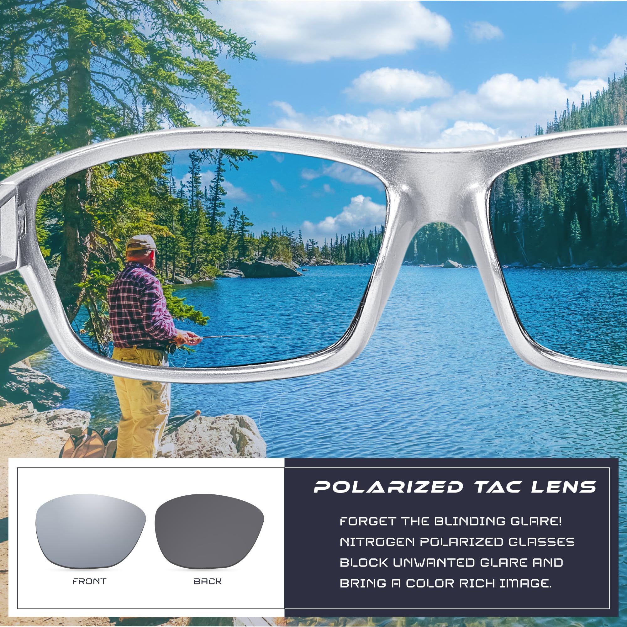 Nitrogen Gafas de Sol Deportivas Polarizadas para Hombre y Mujer, UV400, Plata | Espejo Plateado, Talla Única, ['Plata'], talla única