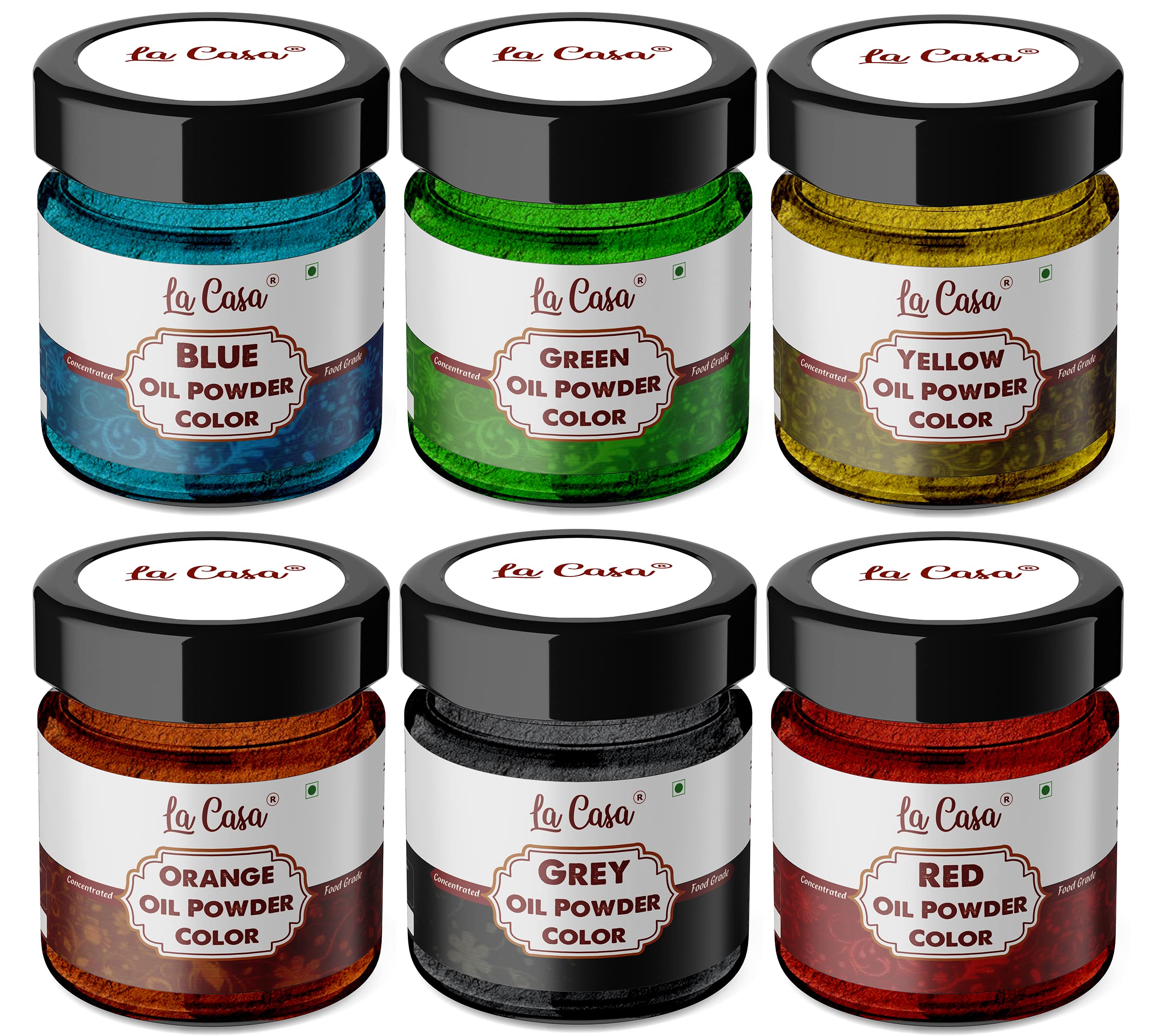 La Casa Oil Powder Food Color-RED+BLUE+GREEN+YELLOW+ORANGE+GREY | Highly Concentrated Edible Color | 10mlx6 | (B0CS3XPX6J) Amazon Price History, Amazon Price Tracker
