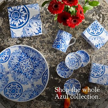Rosanna Azul Porcelain Appetizer Plates, Set of 4, 6, Perfect for Desserts, Dishwasher & Microwave Safe, Blue