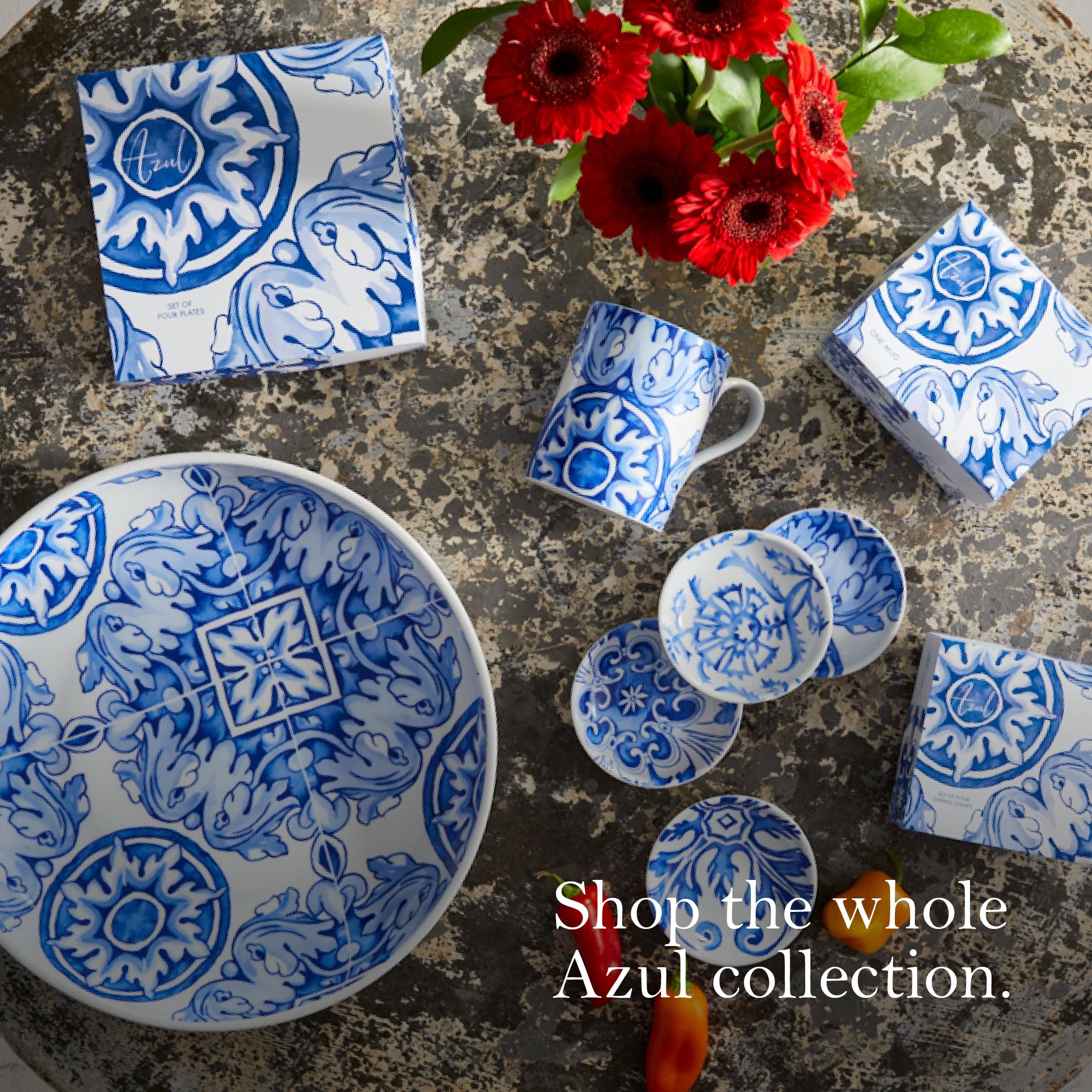 Amazon.com: Rosanna Azul Porcelain Appetizer Plates, Set of 4, 6