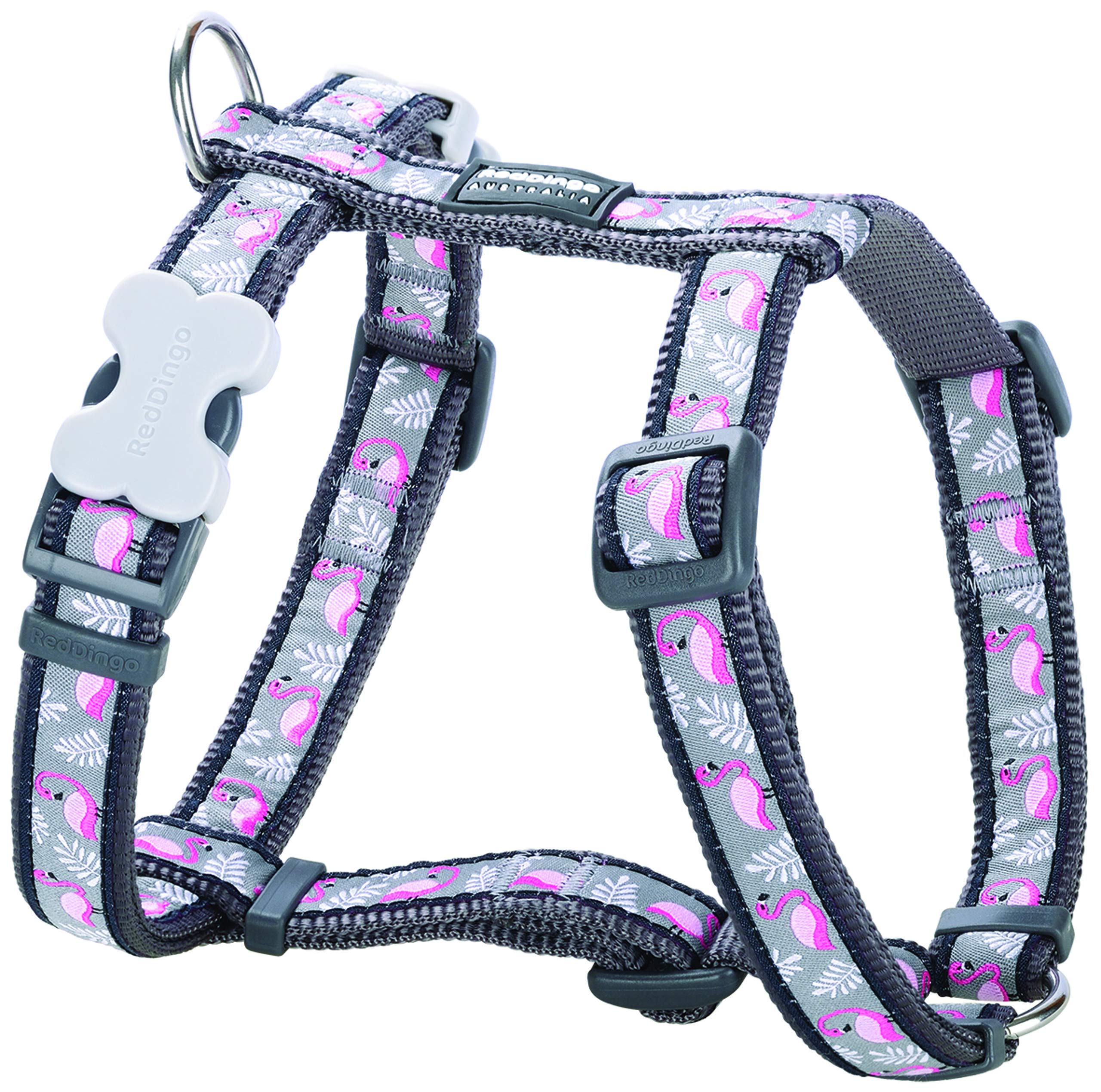 Red Dingo Fancy Dog Harness Size 2 Flamingo Grey 1 Unit