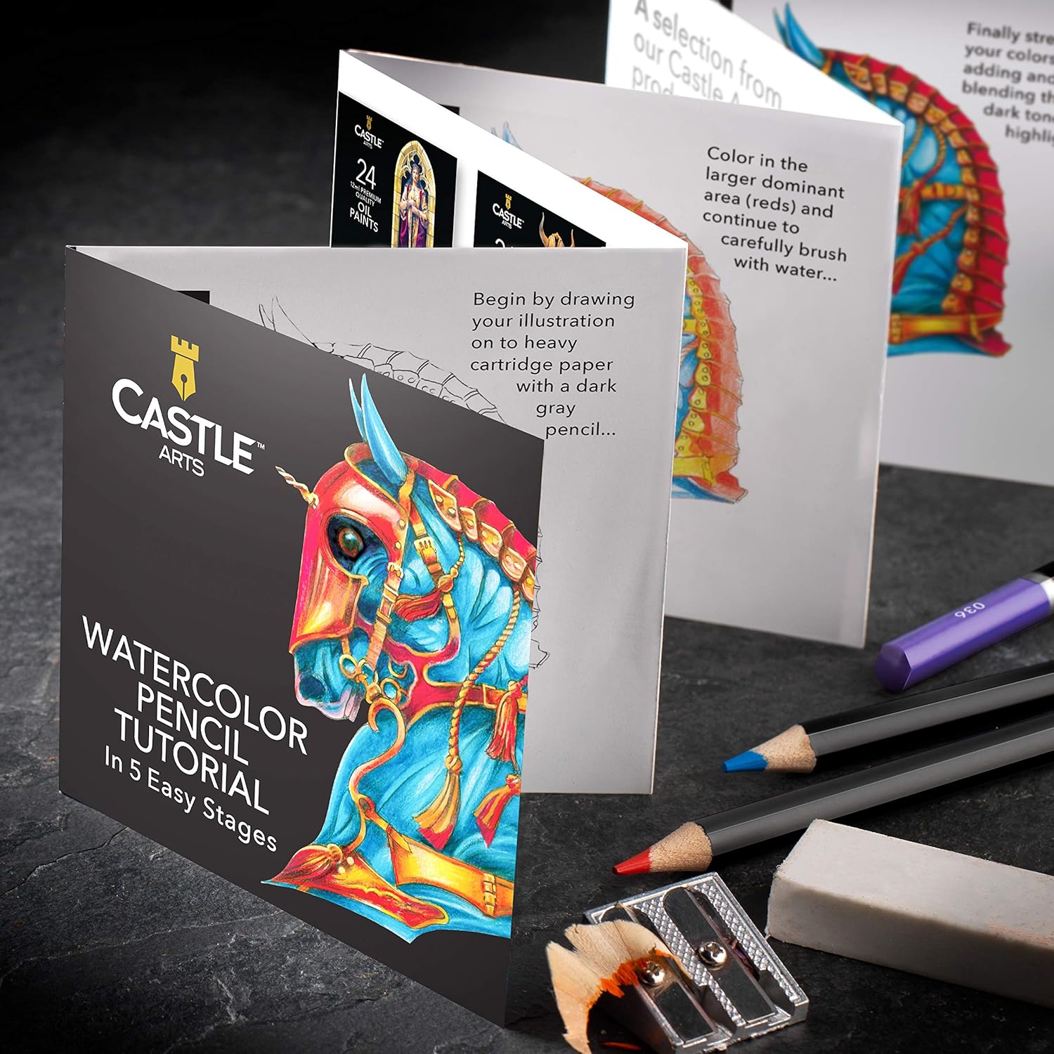 Castle Art Supplies 72 Watercolor Pencils Zip-Up Set for Adults Kids Artists | Quality Colored Cores Vivid Colors to Create Beautiful Blended Effects with Water | Includes Handy Travel Case : Office Products